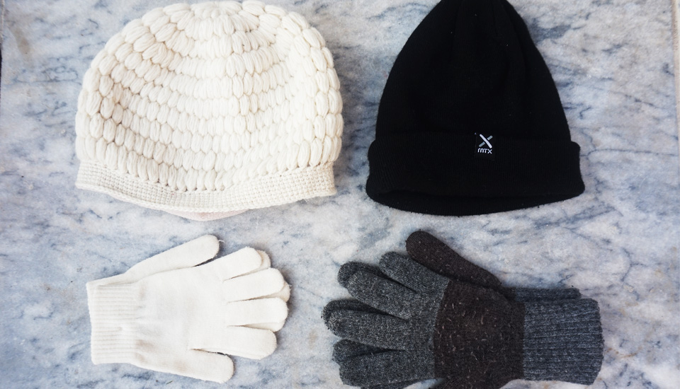 winter essentials accessories wool beanie and gloves
